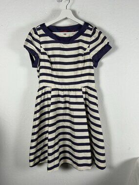 Ted Baker London "Just For You" Navy White Nautical Striped A-Line Dress Size 4